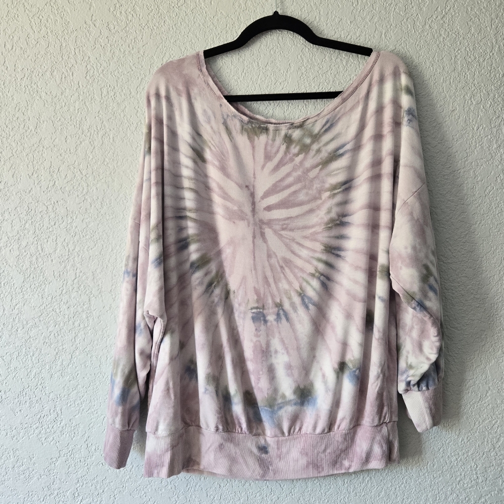 Young Fabulous & Broke Tie-Dye Long Sleeve Top - Pink and Blue